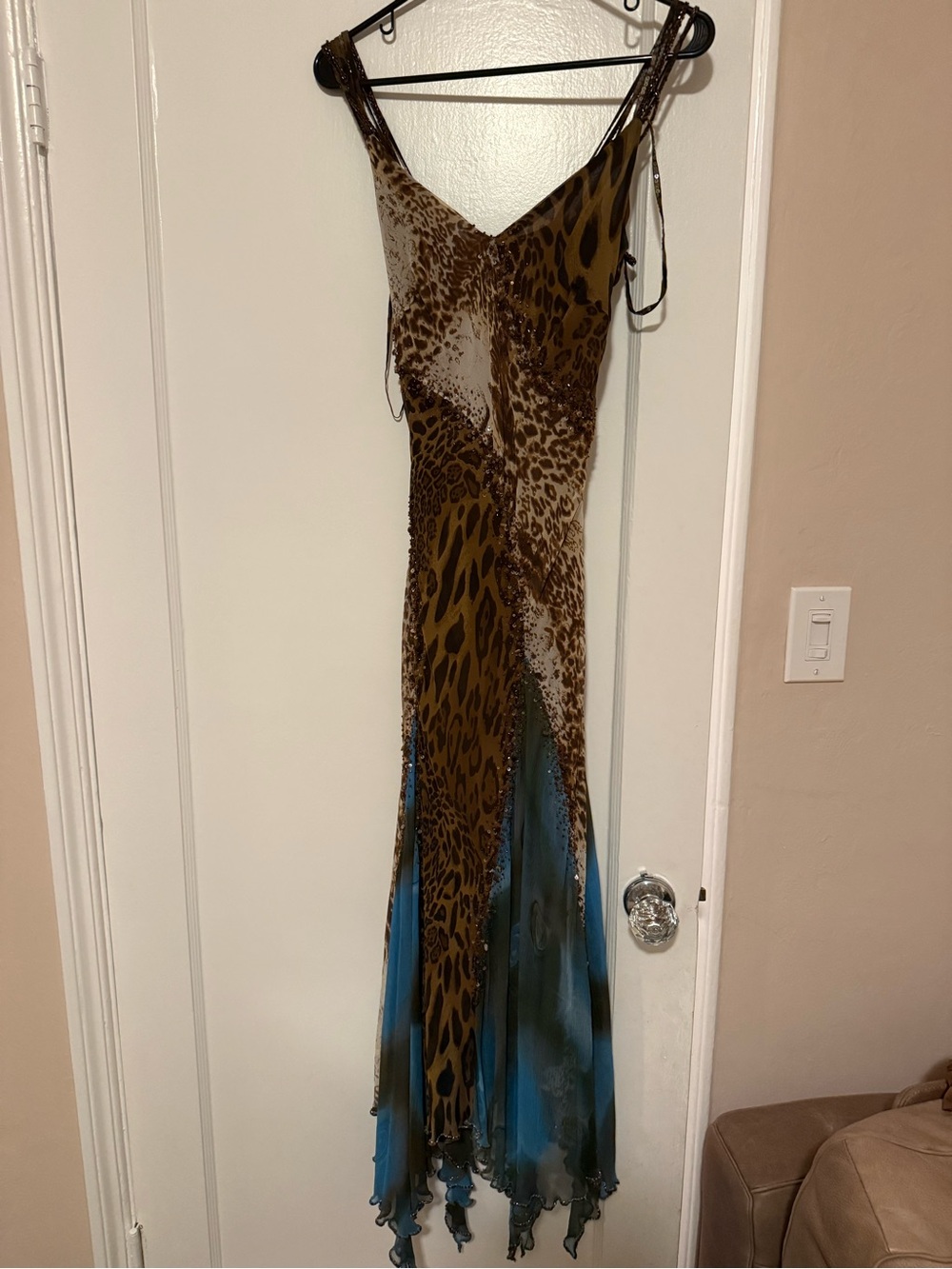 Cache Brown Leopard Print Maxi Dress
